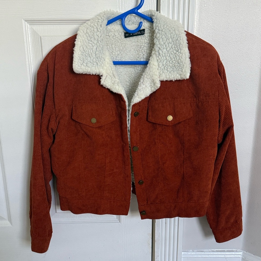 Zaful Rust corduroy Sherpa Jacket